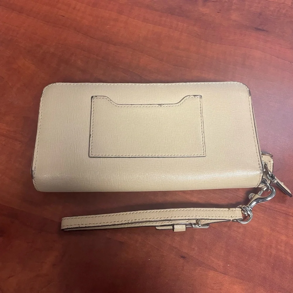 Coach Beige/Tan Zip Wallet Wristlet